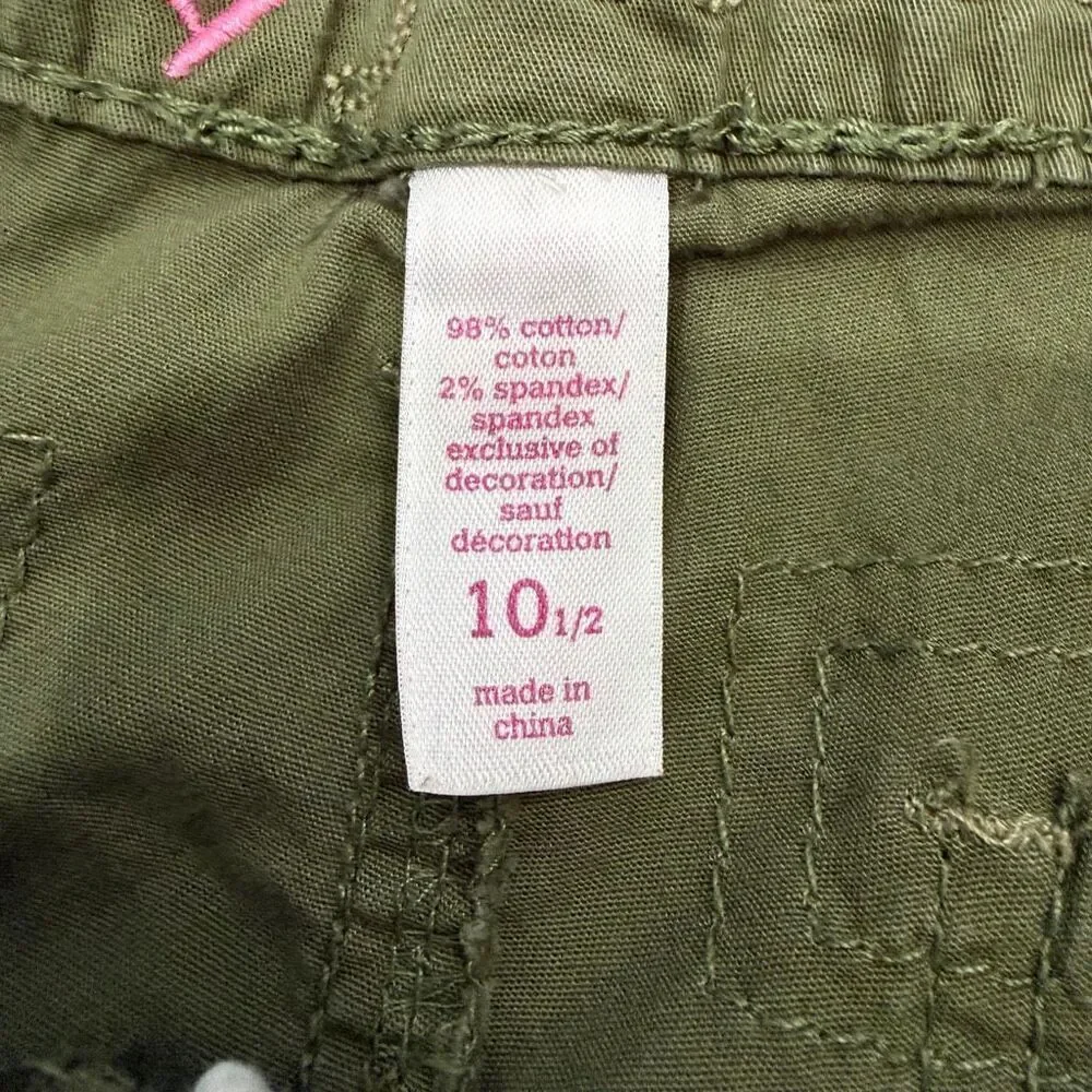 Justice Girls Olive Green Cargo Utility Shorts Size  10 ½